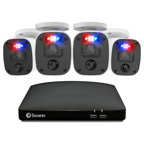 Home 4 Camera 4 Channel 1080p Full HD DVR 64GB SD Card Security System with Mic | SWDVK-446854MQB